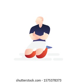 Football or soccer player vector illustration. Football player celebrating goal Simple Flat vector illustration template Graphic Design. Football Sport Lifestyle design isolated on white background.