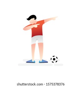 Football or soccer player vector illustration. Football player celebrating goal Simple Flat vector illustration template Graphic Design. Football Sport Lifestyle design isolated on white background.
