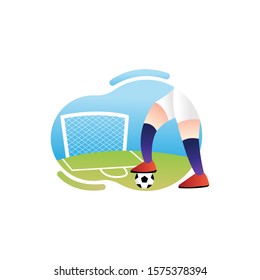 Football or soccer player vector illustration. Football player kicking penalty Simple Flat vector illustration template Graphic Design. Football Sport Lifestyle design isolated on white background.