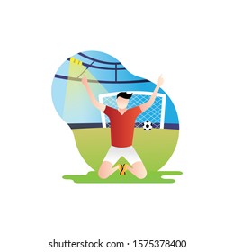 Football or soccer player vector illustration. Football player celebrating goal Simple Flat vector illustration template Graphic Design. Football Sport Lifestyle design isolated on white background.