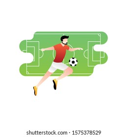 Football or soccer player vector illustration. Football player kicking ball Simple Flat vector illustration template Graphic Design. Football Sport Lifestyle design isolated on white background.