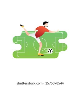 Football or soccer player vector illustration. Football player kicking ball Simple Flat vector illustration template Graphic Design. Football Sport Lifestyle design isolated on white background.