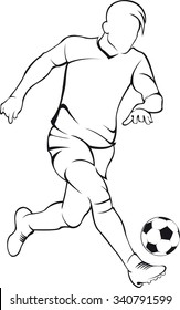 Jugador de fútbol. Silueta lineal vectorial