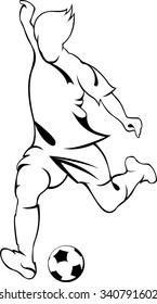 Football (soccer) player. Vector linear silhouette 