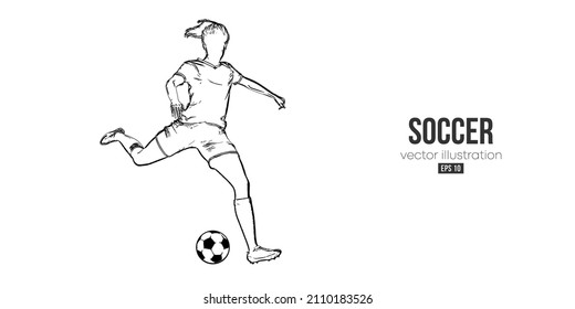 football soccer player woman in action isolated white background. Vector illustration