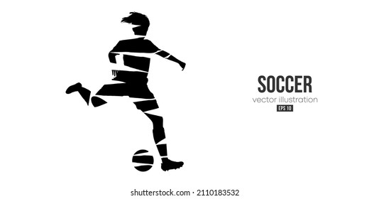 football soccer player woman in action isolated white background. Vector illustration