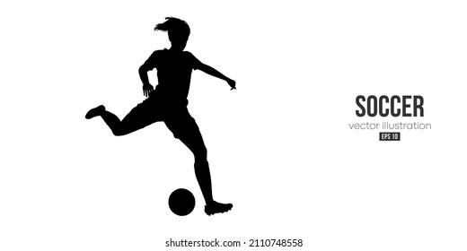 football soccer player woman in action isolated white background. Vector illustration