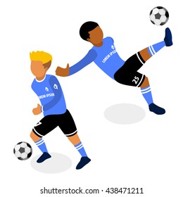 Football soccer players in action illustration.