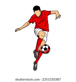 Football, soccer players illustration vector isolated. Soccer players illustration collection. Football players kick and dribble.