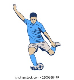 Football and soccer players. Soccer player illustration. football player kick and dribble.