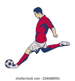 Football and soccer players. Soccer player illustration. football player kick and dribble.