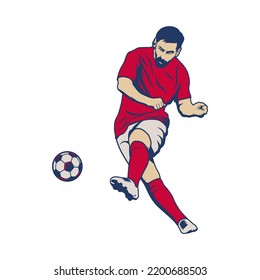 Football and soccer players. Soccer player illustration. football player kick and dribble.
