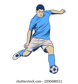 Football and soccer players. Soccer player illustration. football player kick and dribble.