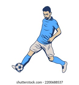 Football and soccer players. Soccer player illustration. football player kick and dribble.