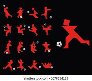Football Soccer Players in Vector Illustration (Tangram Style)