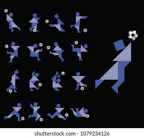 Football Soccer Players in Vector Illustration (Tangram Style)