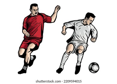 Football and soccer players - vector illustration