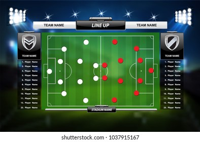 Football or soccer playing field with set of infographic elements. Sport Game. Sport Cup. Vector illustration.