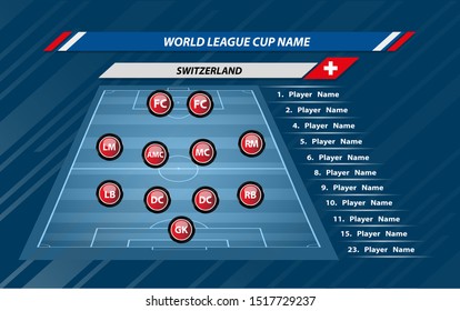 Football or soccer playing field with set of infographic elements. Sport Game. . Vector illustration.