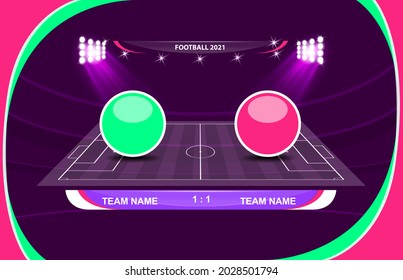 Football or soccer playing field with set of infographic elements. Sport Game. Sport League. Vector illustration.