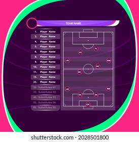 Football or soccer playing field with set of infographic elements. Sport Game. Sport League. Vector illustration.
