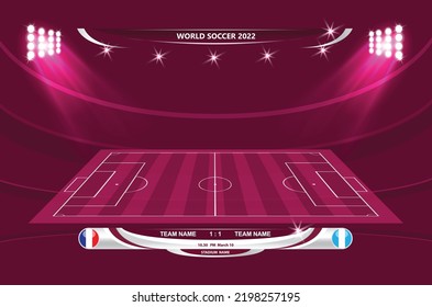 Football or soccer playing field with set of infographic elements. Sport Game. Sport League. Vector illustration.