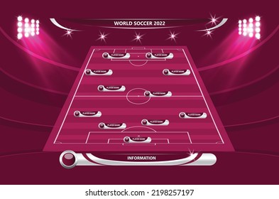 Football or soccer playing field with set of infographic elements. Sport Game. Sport League. Vector illustration.