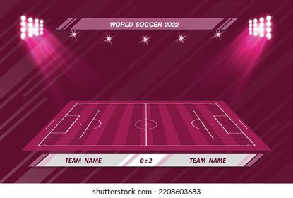 Football or soccer playing field with set of infographic elements. Sport Game. Sport League. Vector illustration.