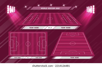 Football or soccer playing field with set of infographic elements. Sport Game. Sport League. Vector illustration.