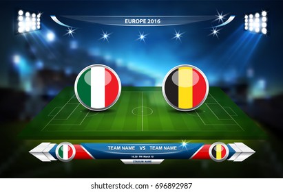 Football or soccer playing field with set of infographic elements. Sport Game. Vector illustration.