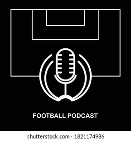 Football or Soccer Podcast Sport Logo Design Isolated on A Black Background