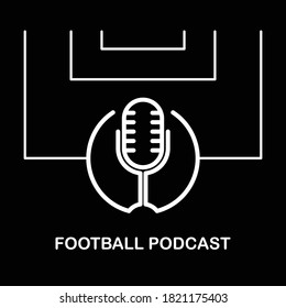 Football or Soccer Podcast Sport Logo Design Isolated on A Black Background