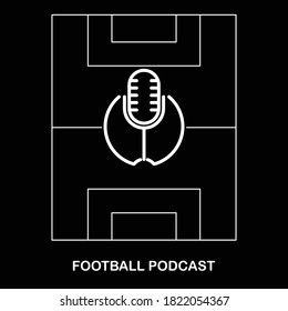 Football or Soccer Podcast Sport Logo Design Isolated on A Black Background