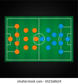 Football (soccer) preview on blackboard (4-3-3v4-2-3-1)