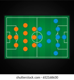 Football (soccer) preview on blackboard (3-4-3v5-2-3)