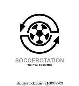 Football or soccer rotation player with  arrow logo vector design