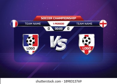 Football Soccer Scoreboard Broadcast Vs Team Banner Abstract Vector Background