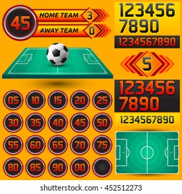 Football - Soccer scoreboard and timer, stopwatch to track the time in a football game, Broadcast Graphics template