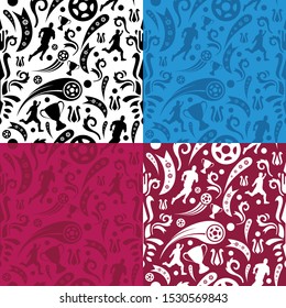 Football Soccer Seamless Pattern Background with several color choices for banner, card, poster, website header, etc.