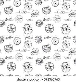 Football, Soccer seamless pattern Hand lettering badges labels can be used for design, presentations, wrapping, brochures, flyers, sports equipment, corporate identity, sales