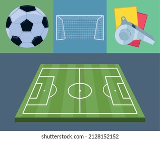 football soccer set four icons