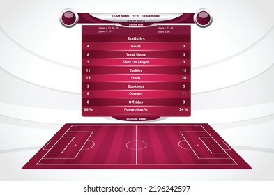 Football or soccer with set of infographic elements. Football playing field. Sport Game. Sport Cup. Vector illustration.