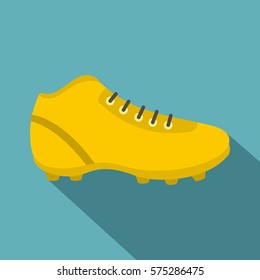 Football or soccer shoe icon. Flat illustration of football or soccer shoe vector icon for web   on baby blue background