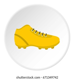 Football or soccer shoe icon in flat circle isolated vector illustration for web