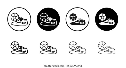 Football soccer shoes icon Flat outline fill set collection