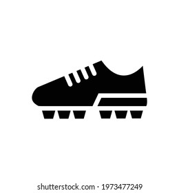 Football or Soccer Shoes icon in Glyph Style. The soccer player's shoes underneath were spiked. Vector illustration icons can be used for applications, websites, or part of a logo.