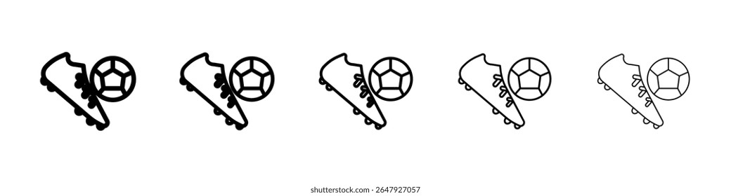 futebol futebol futebol sapatos ícone vetor isolado no fundo branco conjunto