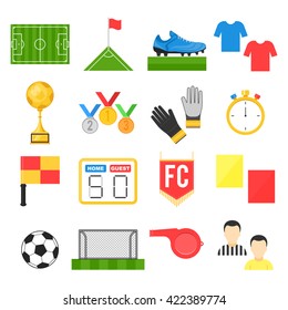 Football soccer sign set. Vector illustration flat style isolated icons on white background