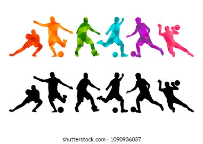 	
Football soccer silhouette colorful background. Vector illustration sport people