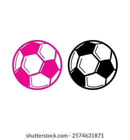 Football Soccer silhouettes with white background,  football game ball icons. Classic soccer ball icon on isolated background. Outline icons. Vector illustration.